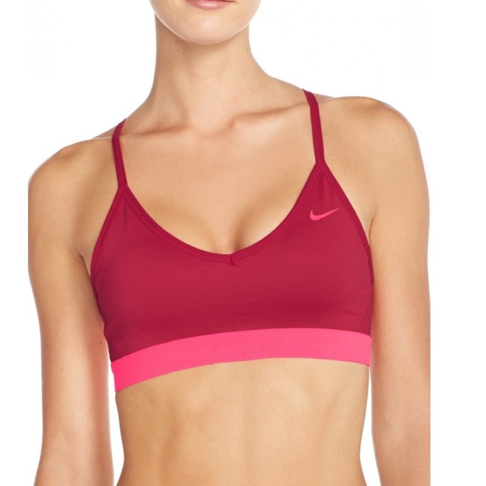 Nike pink and red sports bra